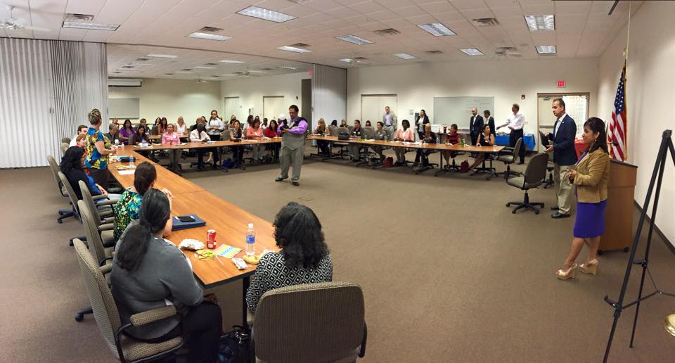 IIAC meeting with U.S. Congressman Mario Diaz-Balart addressing members, April 2015